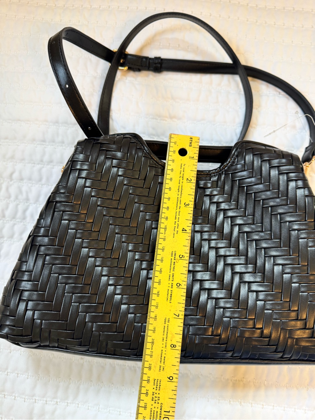 Moda Luxe Amara Woven Crossbody Shoulder Bag Black Nwt Vegan Leather — image 7 of 8